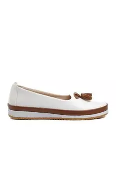 165 Бело-коричневая женская повседневная обувь из натуральной кожи Ayakmod