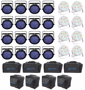 Светодиодные прожекторы заливающего света Chauvet SlimPAR 64 RGBA DMX, 16+8 штук