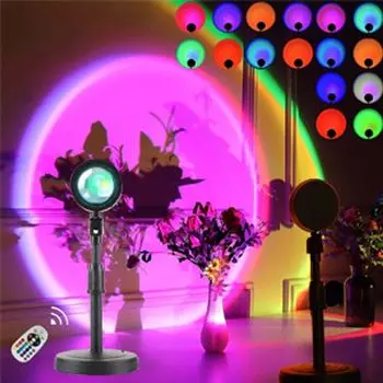 16 цветов RGB лампа заката светодиодный прожектор с дистанционным управлением USB проекционная лампа закат солнце настольная лампа окружающий свет регулируемая высота zodight, черный