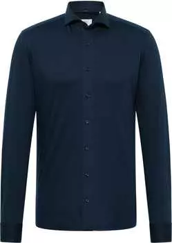 1863 by business рубашка облегающего кроя с длинными рукавами и воротником-стойкой Eterna, синий