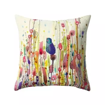 18-дюймовая подушка с птицей и цветком, чемодан-кровать, диван, декор для гостиной, наволочка-10 # Stuttg