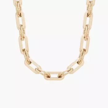 18-дюймовое маленькое ожерелье из витых и полированных смешанных звеньев из итальянского желтого золота 14 карат (5,5 мм) Blue Nile