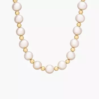 18-дюймовое ожерелье из пресноводных бусин из 14-каратного желтого золота (7-8 мм) Blue Nile