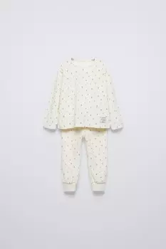 18 месяцев - 6 лет/пижама из велюра с сердечками ZARA, экрю