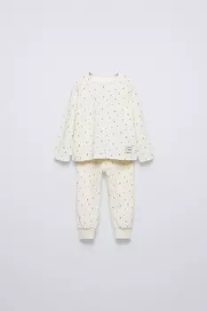 18 месяцев - 6 лет/пижама из велюра с сердечками ZARA, экрю