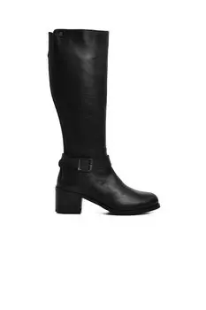 1950912K Черные кожаные женские ботинки с флисовой подкладкой Vens