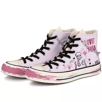 1970-е годы Холщовые кеды унисекс с высоким берцем Converse, розовый