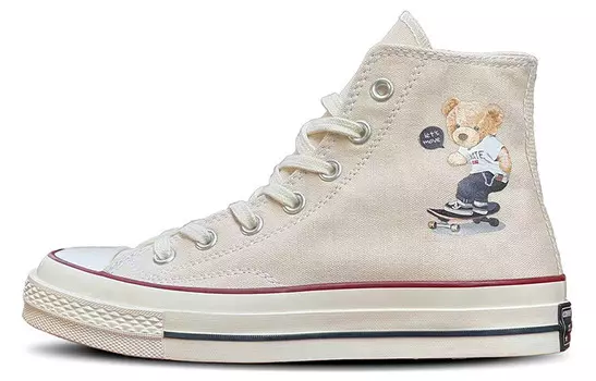 1970-е годы Кеды унисекс с высоким берцем бежевые/белые Converse