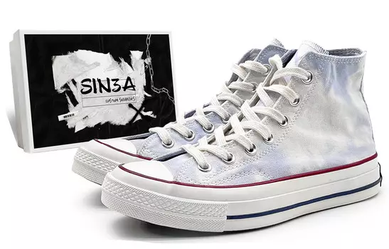 1970-е годы. Кеды унисекс с высоким берцем, белые/синие. Converse