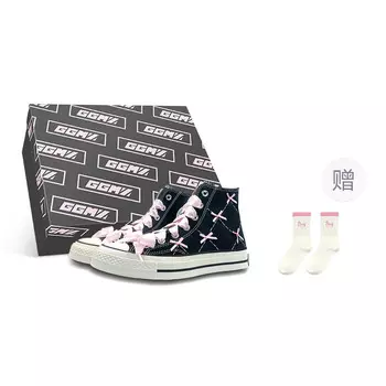 1970-е годы. Кеды унисекс с высоким берцем, черные/розовые. Converse