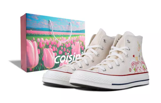 1970-е годы Кеды унисекс с высоким берцем розового цвета Converse