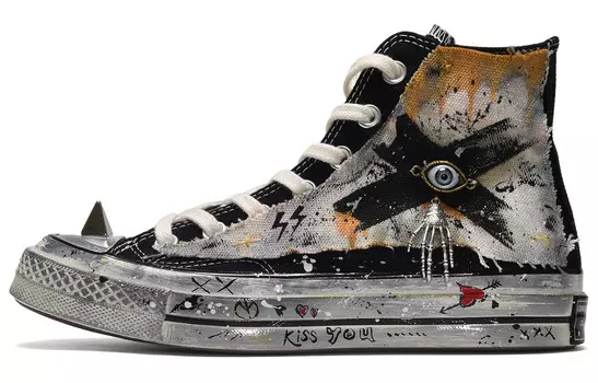 1970-е годы. Кеды унисекс с высоким берцем, черные/желтые. Converse