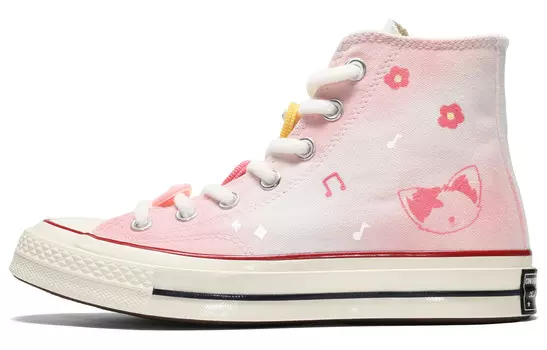 1970-е годы. Кеды унисекс с высоким берцем, белые/розовые. Converse