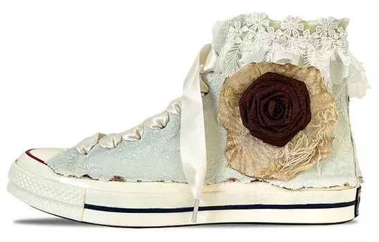 1970-е годы. Кеды унисекс с высоким берцем. Голубые/кремовые. Converse
