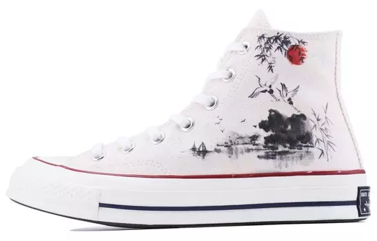 1970-е годы Кеды унисекс с высоким берцем бежевые/белые Converse