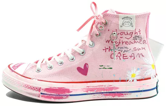 1970-е годы Кеды унисекс с высоким берцем розового цвета Converse