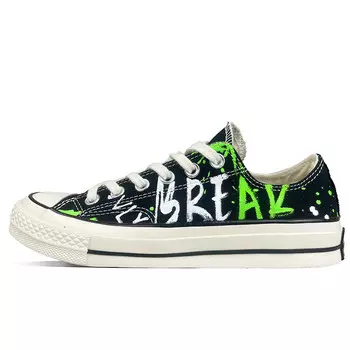 1970-е годы парусиновые кеды унисекс с низким верхом белого цвета Converse, черный