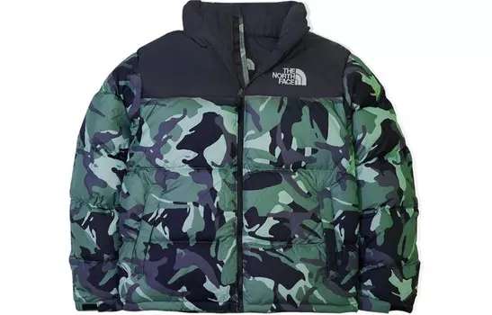 1996 Коллекция Пуховик Мужской Зеленый Камуфляж The North Face, зеленый