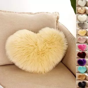 1 чехол на подушку в форме сердца 40 х 50 см, плюшевая пушистая подушка, декоративные наволочки, декоративная подушка, диванная подушка с наполнителем и чехлом, бежевый easy home