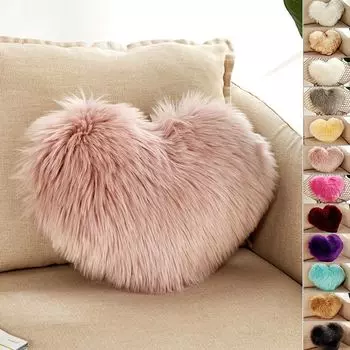 1 чехол на подушку в форме сердца 40 х 50 см, плюшевая пушистая подушка, декоративные наволочки, декоративная подушка, диванная подушка с наполнителем и чехлом, розовый easy home