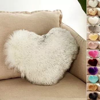 1 чехол на подушку в форме сердца 40 х 50 см, плюшевая пушистая подушка, декоративные наволочки, декоративная подушка, диванная подушка с наполнителем и чехлом, белый в черном easy home