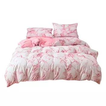 1 комплект доски, приятного для кожи, с мраморным узором, полиэстерового покрывала с наволочкой, постельного белья для дома, розового цвета, размеры L Stuttg