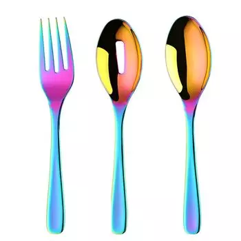 1 комплект столовых приборов из нержавеющей стали, термостойкие антикоррозийные столовые приборы для салата для ужина, волшебный цвет Hameb, мультиколор