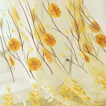 1 лист оконной марли, прозрачный прочный полиэстер, элегантная оконная тюлевая занавеска с цветочным принтом, украшение для дома, синий, размеры: L Stuttg, мультиколор