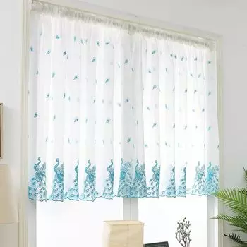 1 лист оконной марли светлого цвета, полупрозрачный полиэстер, элегантная вышитая оконная марля, занавеска для украшения дома-синий, размеры: 200 см Stuttg, темно-синий