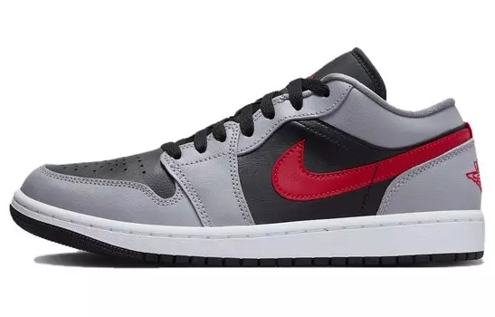1 Low Cement Fire Red Women's, кроссовки женские Jordan, серый/красный