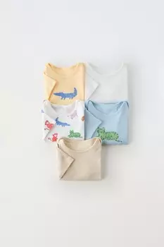 1 месяц - 3 года/набор из пяти боди с животными ZARA, белый