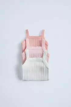 1 месяц - 3 года/набор из трех ажурных боди с бретельками ZARA, розовый
