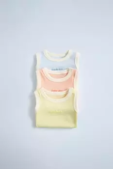 1 месяц - 3 года/упаковка 3 контрастных боди без рукавов ZARA, разноцветный