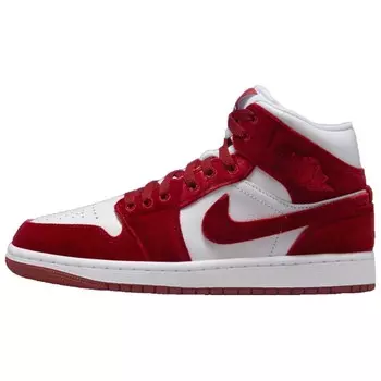 1 Mid SE Red Velvet Women's, кроссовки женские Jordan, белый/красный