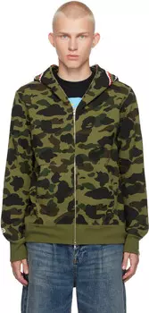 1-я камуфляжная 2-я акула толстовка с капюшоном на молнии BAPE