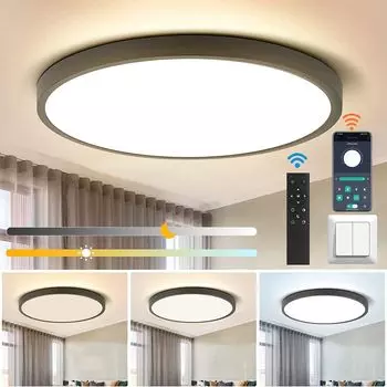 1 шт., черный светодиодный потолочный светильник с регулируемой яркостью мощностью 28 Вт, черные потолочные светильники с 3 цветовыми температурами для кухни, гостиной, балкона, ванной комнаты, спальни lapamax