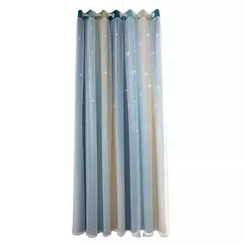 1 шт. двухслойная легкая теплоизоляционная занавеска для спальни с градиентом и полой звездой-синяя, размеры: XL Stuttg, синий