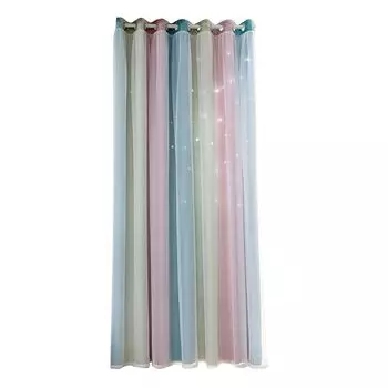 1 шт. двухслойная легкая теплоизоляционная занавеска для спальни с градиентной полой звездой-розовая, размеры: XL Stuttg, розовый
