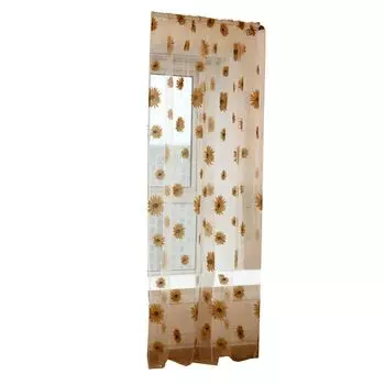 1 шт., дышащая прозрачная тюлевая занавеска с принтом подсолнуха, украшение для домашнего балкона-кофе, размеры: 2 м Stuttg, светло-коричневый