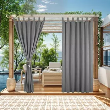 1 шт. Гардина с рюшовой тесьмой, имитация непрозрачного льна, 140 х 245 см, шторы, универсальная лента для штанг, красная, 1 шт. в упаковке Topchances, серый