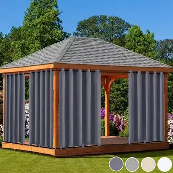 1 шт. темно-серая уличная штора, атмосферостойкая, водонепроницаемая, с люверсами сверху и снизу, плотная штора, уличные шторы, непрозрачные шторы для балкона, террасы, сада, патио, 254 x 243 см easy home, темно-серый