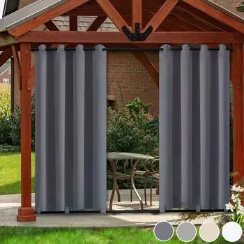 1 шт. темно-серая уличная штора с люверсами сверху и снизу, атмосферостойкая, водонепроницаемая, плотная штора, уличные шторы, непрозрачные шторы для террасы, сада, патио, 180 x 213 см easy home, темно-серый
