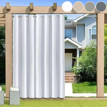 1 шт. уличная штора, устойчивая к атмосферным воздействиям, с люверсами, непрозрачная плотная штора, уличный сад, водонепроницаемая термозавеса, 180x243см, цвет: белый easy home