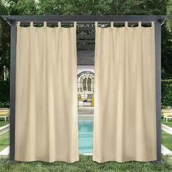 1 шт. уличная штора, водонепроницаемая, уличные шторы, съемные петли для сада, террасы, беседки, 132x274см, светло-серый Lampamax, бежевый