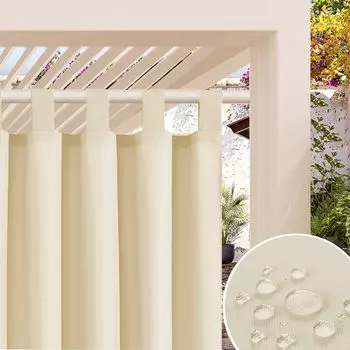 1 шт. уличные шторы, непрозрачные шторы, водонепроницаемые плотные шторы, тепловые шторы для патио, балкона, сада, двора, 132 х 241 см, серые easy home, бежевый
