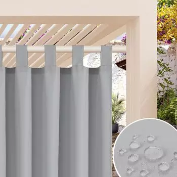 1 шт. уличные шторы, непрозрачные шторы, водонепроницаемые плотные шторы, тепловые шторы для патио, балкона, сада, двора, 132 х 241 см, черные easy home, серый