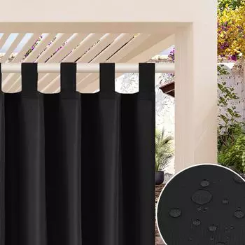 1 шт. уличные шторы, непрозрачные шторы, водонепроницаемые плотные шторы, тепловые шторы для патио, балкона, сада, двора, 132x213см, темно-серые easy home, черный