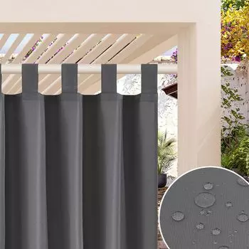 1 шт. уличные шторы, непрозрачные шторы, водонепроницаемые плотные шторы, тепловые шторы для патио, балкона, сада, двора, 132x241см, темно-серые easy home, темно-серый