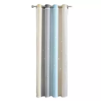 1 шт. занавеска простой цветной градиент с полым звездным узором двухслойная плотная занавеска для спальни, гостиной, изоляционная занавеска (100 x 130 см) Homgeek, бежевый