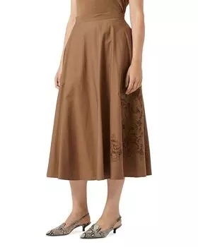 1A Юбка миди с вышивкой Uscita Cremona Marina Rinaldi, коричневый